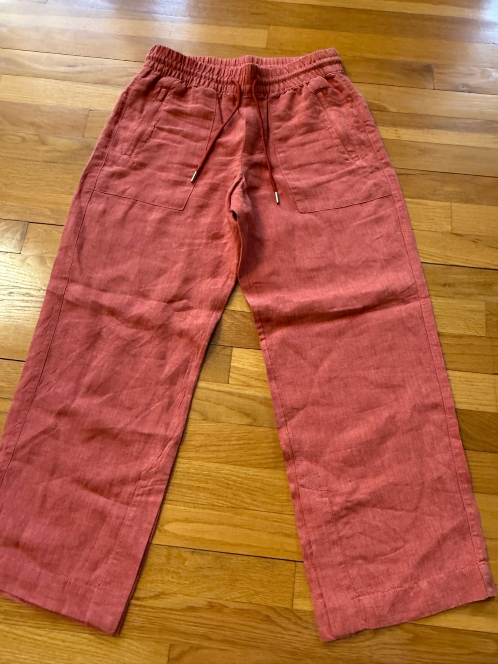 Athleta Pink Wide-Leg Linen Pants